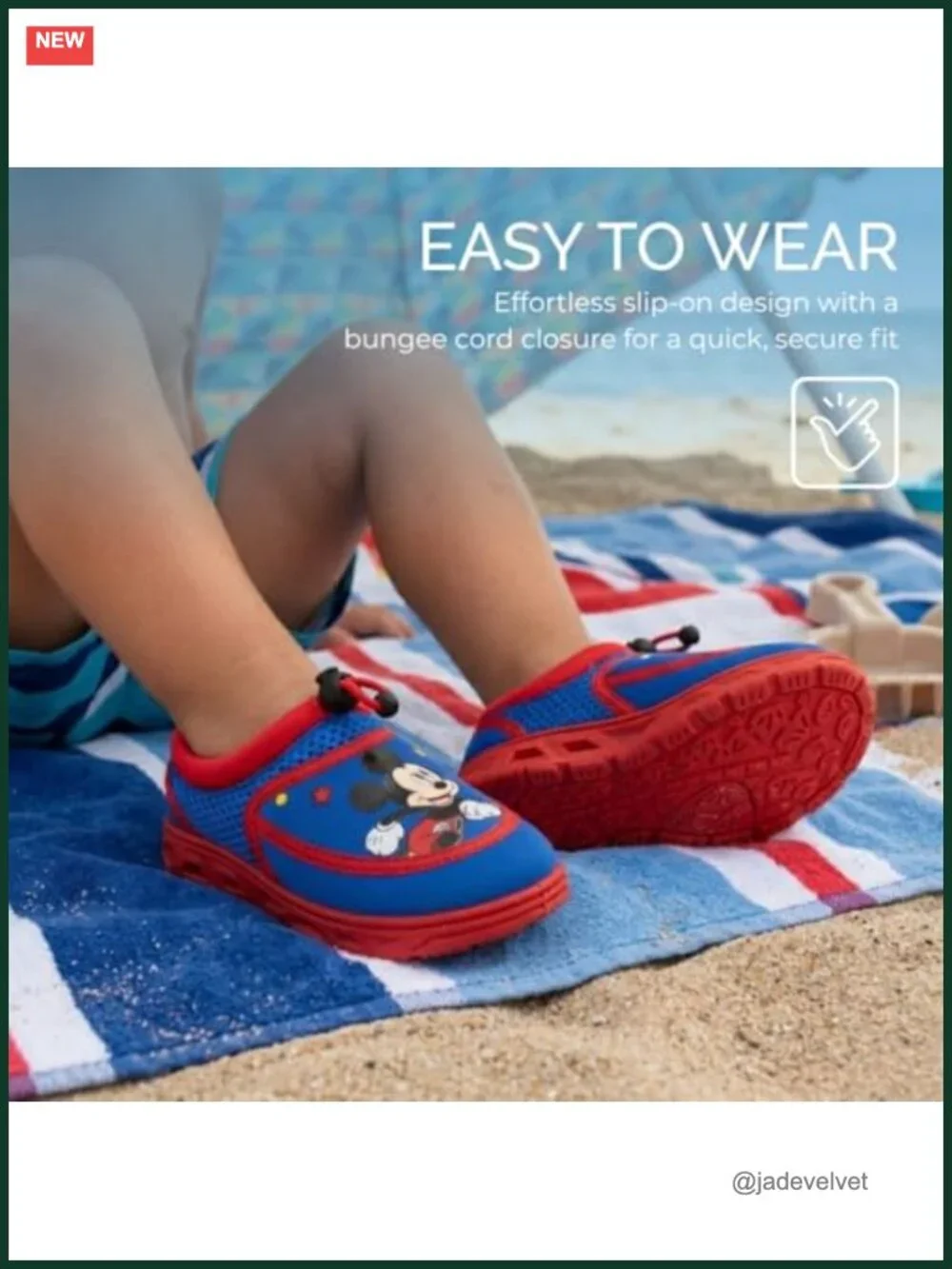 Mickey Mouse Water Shoes for Boys - Aqua Socks with Bungee Closure - Quick Dry